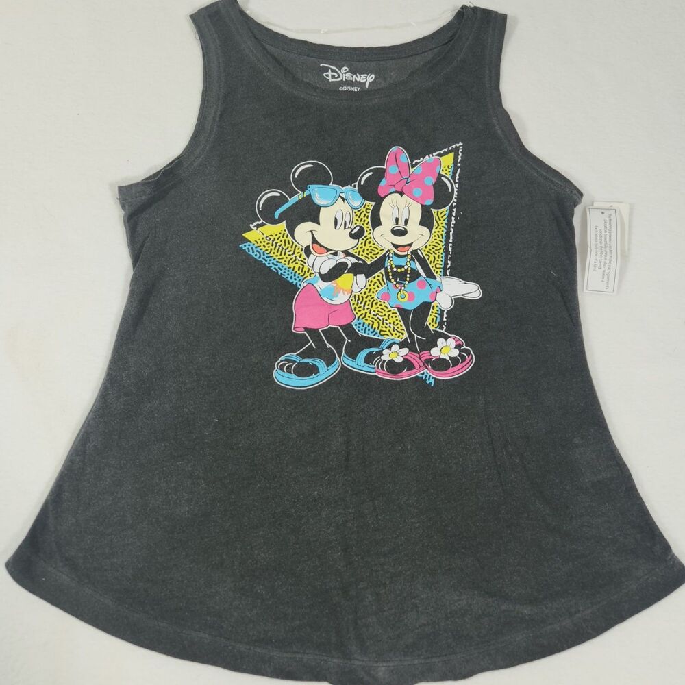 Tank Top Young Girls L (11-13) size, Mickey and Minnie Disney, Dark Grey